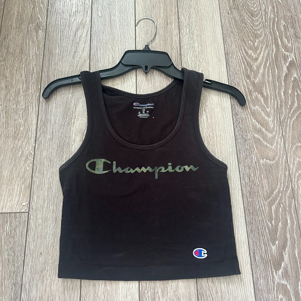 Black Champion Cropped Tank, Extra Small